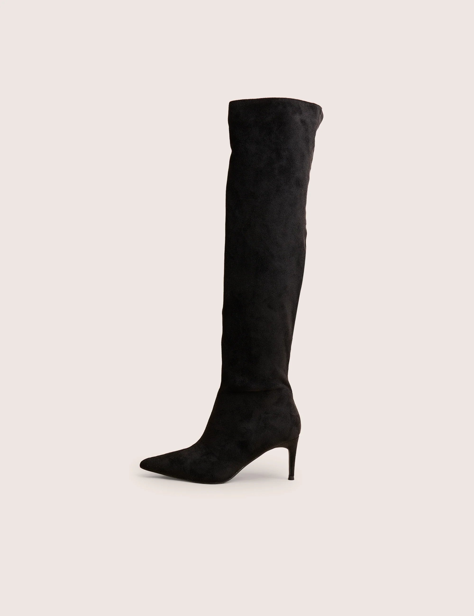 Ellen Black Suedette Pointed Toe Over the Knee Boots